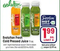 Jewel-Osco Evolution Fresh Cold Pressed Juice offer