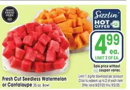 Jewel-Osco Fresh Cut Seedless Watermelon or Cantaloupe offer