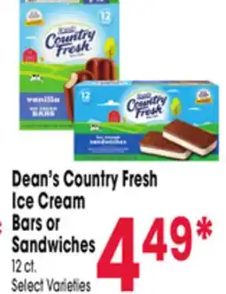 Jewel-Osco Dean's Country Fresh Ice Cream Bars or Sandwiches offer