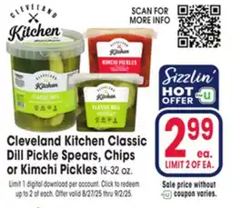Jewel-Osco Cleveland Kitchen Classic Dill Pickle Spears, Chips or Kimchi Pickles offer