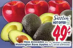 Jewel-Osco Hass Avocados ea. or Washington Rave Apples lb offer