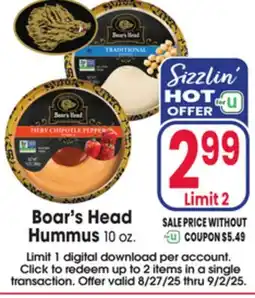 Jewel-Osco Boar's Head Hummus offer