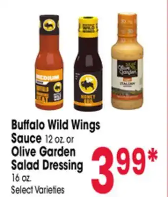 Jewel-Osco Buffalo Wild Wings Sauce 12 oz. or Olive Garden Salad Dressing 16 oz offer