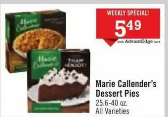 Price Chopper Marie Callender's Dessert Pies offer