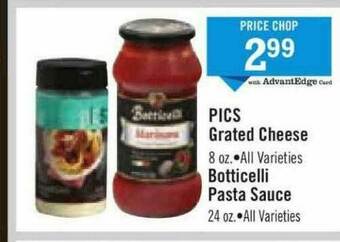 Price Chopper Pics Grated Cheese Botticelli Pasta Sauce offer