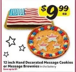 Winn Dixie 12 inch Hand Decorated Message Cookies or Message Brownies offer