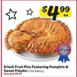 Winn Dixie 8 Inch Fruit Pies Featuring Pumpkin & Sweet Potato offer