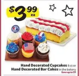 Winn Dixie Hand Decorated Cupcakes or Bar Cakes offer