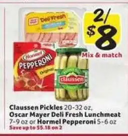 Winn Dixie Claussen Pickles, Oscar Mayer Deli Fresh Lunchmeat, Hormel Pepperoni offer