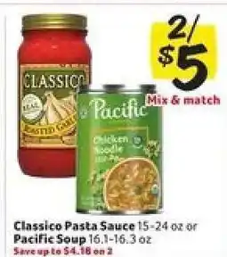 Winn Dixie Classico Pasta Sauce or Pacific Soup offer