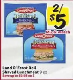 Winn Dixie Land O'Frost Deli Shaved Lunchmeat offer