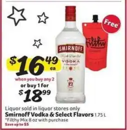 Winn Dixie Smirnoff Vodka & Select Flavors offer