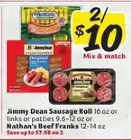 Winn Dixie Jimmy Dean Sausage Roll or Nathan's Beef Franks offer