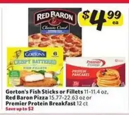 Winn Dixie Gorton's Fish Sticks or Fillets, Red Baron Pizza, Premier Protein Breakfast offer