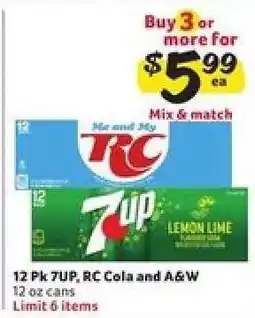 Winn Dixie 12 Pk 7UP, RC Cola and A&W offer