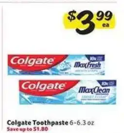 Winn Dixie Colgate Toothpaste offer