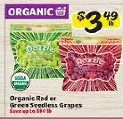Winn Dixie Organic Red or Green Seedless Grapes offer