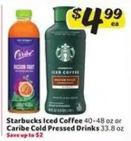 Winn Dixie Starbucks Iced Coffee or Caribe Cold Pressed Drinks offer