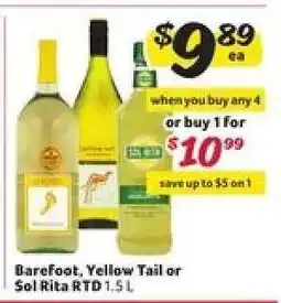 Winn Dixie Barefoot, Yellow Tail or Sol Rita RTD offer