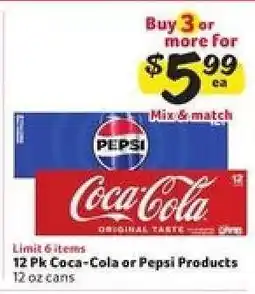 Winn Dixie 12 Pk Coca-Cola or Pepsi Products offer