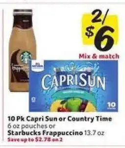 Winn Dixie Capri Sun or Country Time or Starbucks Frappuccino offer