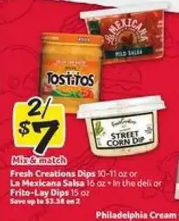 Winn Dixie Fresh Creations Dips, La Mexicana Salsa, Frito-Lay Dips offer