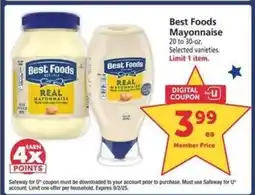 Safeway Best Foods Mayonnaise offer