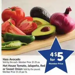 Safeway Hass Avocado, Hot House Tomato, Jalapeño, Red or Sweet Onion offer