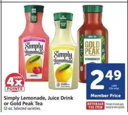Safeway Simply Lemonade, Juice Drink or Gold Peak Tea offer