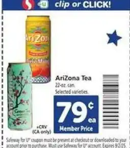 Safeway Arizona Tea offer