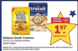 Safeway Nabisco Snack Crackers offer
