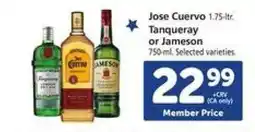 Safeway Jose Cuervo, Tanqueray or Jameson offer