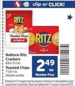 Safeway Nabisco Ritz Crackers offer