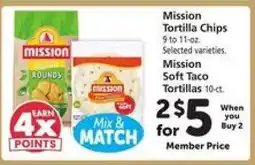 Safeway Mission Tortilla Chips / Soft Taco Tortillas offer