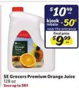 Winn Dixie SE Grocers Premium Orange Juice offer