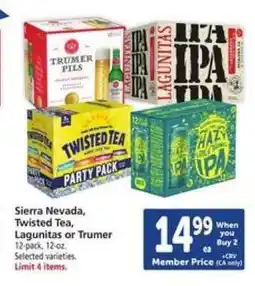 Safeway Sierra Nevada, Twisted Tea, Lagunitas or Trumer offer