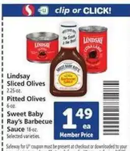 Safeway Sweet Baby Ray's Barbecue Sauce offer