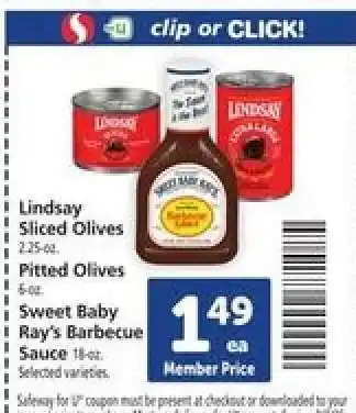 Safeway Sweet Baby Ray's Barbecue Sauce offer