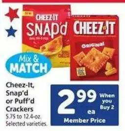 Safeway Cheez-It Snap'd or Puff'd Crackers offer
