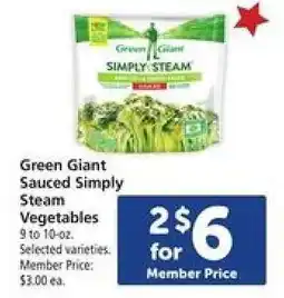Safeway Green Giant Sauced Simply Steam Vegetables offer
