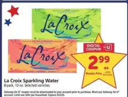Safeway La Croix Sparkling Water offer
