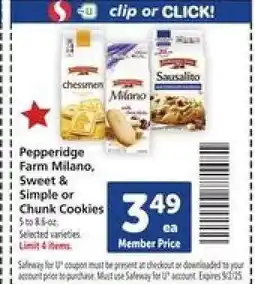 Safeway Pepperidge Farm Cookies offer