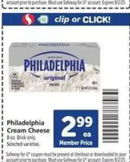 Safeway Philadelphia Cream Cheese offer