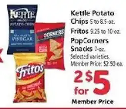 Safeway Kettle Potato Chips, Fritos, PopCorners Snacks offer