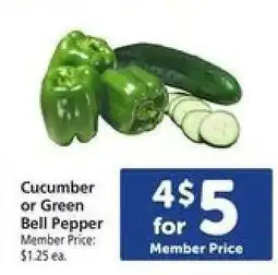 Safeway Cucumber or Green Bell Pepper offer