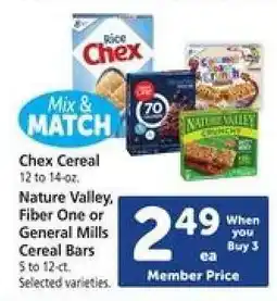 Safeway Chex Cereal, Nature Valley, Fiber One or General Mills Cereal Bars offer