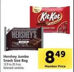 Safeway Hershey Jumbo Snack Size Bag offer