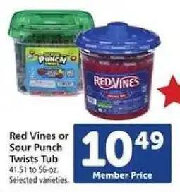 Safeway Red Vines or Sour Punch Twists Tub offer