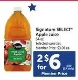 Safeway Signature Select Apple Juice offer