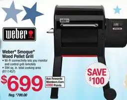 Ace Hardware Weber Smoque Wood Pellet Grill offer